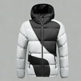 thumbnail image 1 of PiGOGI Men's Winter Jacket Casual Fitted Quilted Hood Color Block Details Zipper Pockets Parkas Dark Gray L, 1 of 5