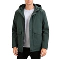 thumbnail image 1 of PiGOGI Men's Winter Jacket Casual Solid Color Zip Up Hooded Lightweight Warm Coat Long Sleeve Water Resistant Outdoor Green 2XL, 1 of 4
