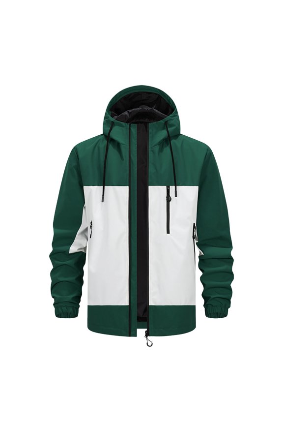 Men's Winter Jacket Sports Outdoor Top Hooded Versatile Long Sleeve Lightweight Casual Outerwear Green S