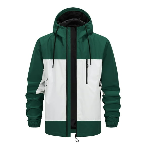 PiGOGI Men's Winter Jacket Sports Outdoor Top Hooded Versatile Long Sleeve Lightweight Casual Outerwear Green XL