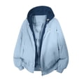thumbnail image 1 of PiGOGI Men's Winter Jacket Thick Warm Fake Two Piece Hooded Long Sleeve Coat Casual Outdoor Daily Cold Weather Light Blue 2XL, 1 of 4