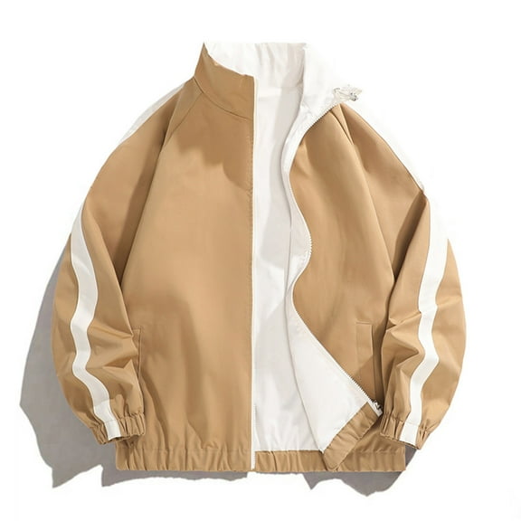 PiGOGI Mens Bomber Jacket Lightweight Fashion Stylish Windbreaker Stand Collar Spring Fall Casual Jackets with Pockets Brown M