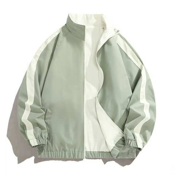 PiGOGI Mens Bomber Jacket Lightweight Fashion Stylish Windbreaker Stand Collar Spring Fall Casual Jackets with Pockets Mint Green 3XL