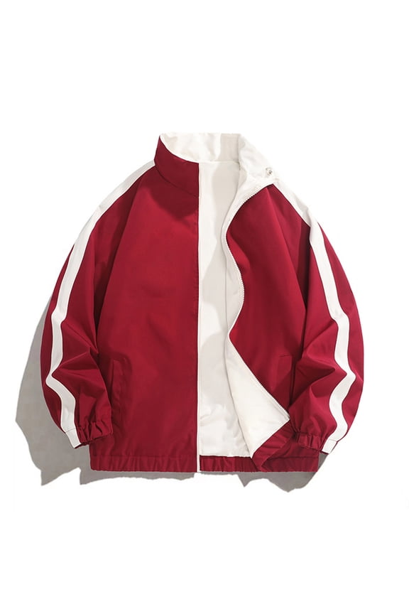 Mens Bomber Jacket Lightweight Fashion Stylish Windbreaker Stand Collar Spring Fall Casual Jackets with Pockets Red S