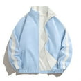 thumbnail image 1 of PiGOGI Mens Bomber Jacket Lightweight Fashion Stylish Windbreaker Stand Collar Spring Fall Casual Jackets with Pockets Sky Blue 3XL, 1 of 4
