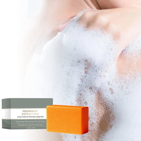 PiGOGI Persimmon Clear Cleansing Soap Bar Gentle Body Wash for Fresh Clean Feel Daily Bath Soap 100g
