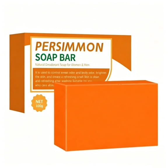 PiGOGI Persimmon Hand Soap Odor Removal Bath Cleansing Bar Deodorizing for Kitchen Bathroom 100g