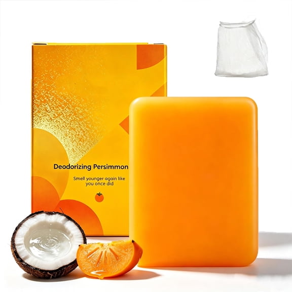 PiGOGI Persimmon Soap Bar for Body Odor Control, Purifying Deodorizing with Goats Milk, Natural 100g