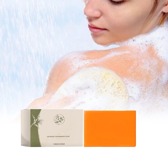 PiGOGI Persimmon Soap Bar for Fresh Scent with Goat Milk Purifying Deodorizing Body Wash 100g