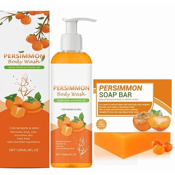 PiGOGI Persimmon Soap Persimmon Shower Set Deodorizing Soap Helps Reduce Dirt and Grease and Does Not Tighten Persimmons.