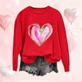thumbnail image 1 of PiGOGI Printed Long Sleeve Loose T-Shirt for Women - Plus Size Valentine's Day Top Red 2XL, 1 of 4