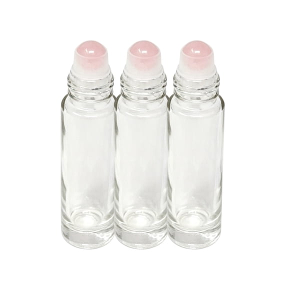 PiGOGI Quartz Roller Bottle for Perfume Oil, Semi-Precious Stone Roll-On, Portable Leak Proof Aromatherapy Container