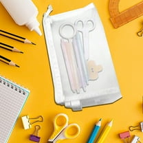 PiGOGI S-chool Supplies Japanese Style Mesh Pencil Case Transparent S-chool Supplies Organizer for Middle S-chool Accessories Exams Cosmetic Storage