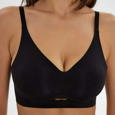 PiGOGI Seamless Thin Soft Support Women's Bra, Breathable Daily Wear, Sexy Design, Hand Wash, Sizes M-XXL Black