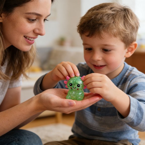 PiGOGI Sequin Squeezable Cartoon Salamander Ball, Soft TPR Maltose Stress Relief Decompression Gadget for Adults, Anxiety Release Pinch Tool