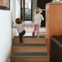 PiGOGI Stair Mat, Anti-Slip Leaf Pattern Step Carpet, Absorbent Silent Stair Runner, Cuttable Washable Acrylic, 76x20.3cm, 3 Colors