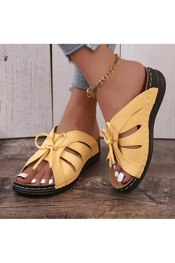 Summer Womens Shoes Comfortable Lightweight Breathable Sneakers for Women Casual Walking Beach Vacation, Fashion Sandals Slip-On Athletic Outdoor Footwear Yellow
