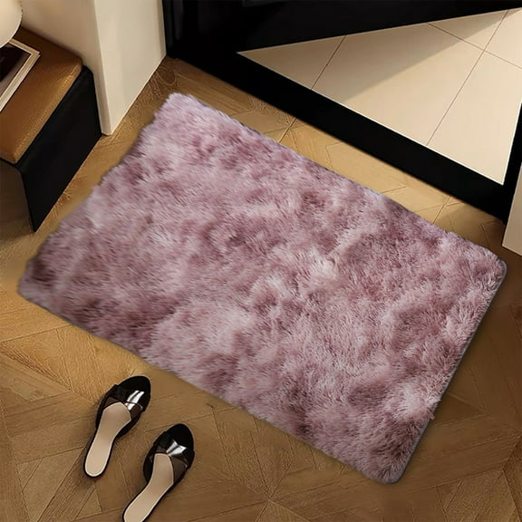 PiGOGI Super Soft Faux Fur Bath Mats for Bathroom Bedroom Living Room Non-Slip Plush Tie Dye Carpet, Modern Anti-Skid Indoor Rug Durable Floor Mat Holiday Home Decor Gift