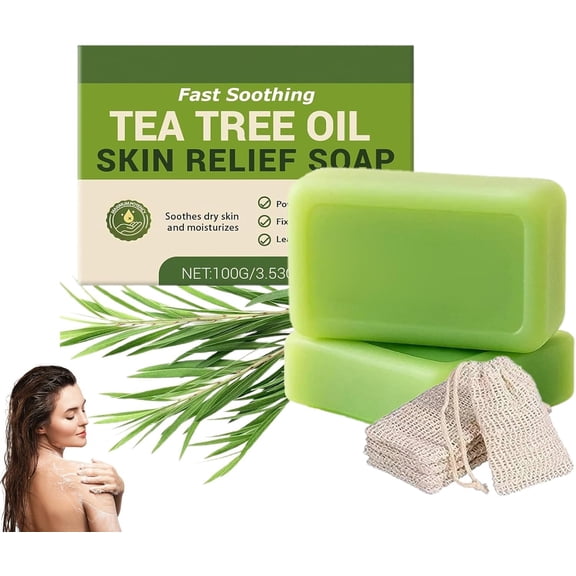 PiGOGI Tea Tree Oil Soap, Reduces Redness and Cares for Skin Health, Natural Calming Cleanser 100g