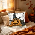 thumbnail image 1 of PiGOGI Thanksgiving Halloween Soft Pillowcase Cute Ghost Pumpkin Black Cats Printed Cushion Cover Fall Sofa Soft Polyester, 1 of 6