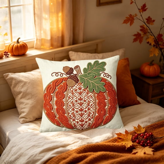 PiGOGI Thanksgiving Halloween Soft Pillowcase Cute Ghost Pumpkin Black Cats Printed Cushion Cover Fall Sofa Soft Polyester