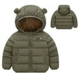 thumbnail image 1 of PiGOGI Toddler Boys Girls Winter Fleece Jacket Hooded Padded Coat Warm Zip Up Outerwear Kids Clothing Army Green 3-4 Years, 1 of 9