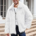 thumbnail image 1 of PiGOGI Trench Coat Men Mens Warm Faux Furry Long Coat Jacket Winter Solid V-neck Outerwear White, 1 of 4