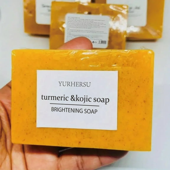 PiGOGI Turmeric Soap Bar,Lemon Turmeric Soap Kojic Acid Soap,Turmeric Cleansing Soap,Facial and Body Shower Soap,Deep Cleansing Turmeric Soap for All Skin Types