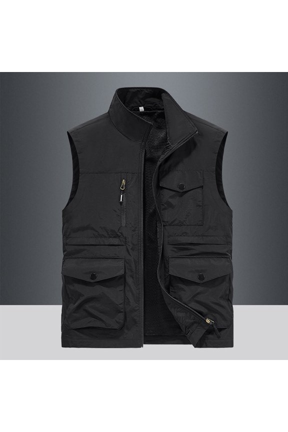 Winter Coats for Men Men's Work Jacket Standing Collar Multiple Pockets Outdoor Photography/Sports Jacket Coat Black