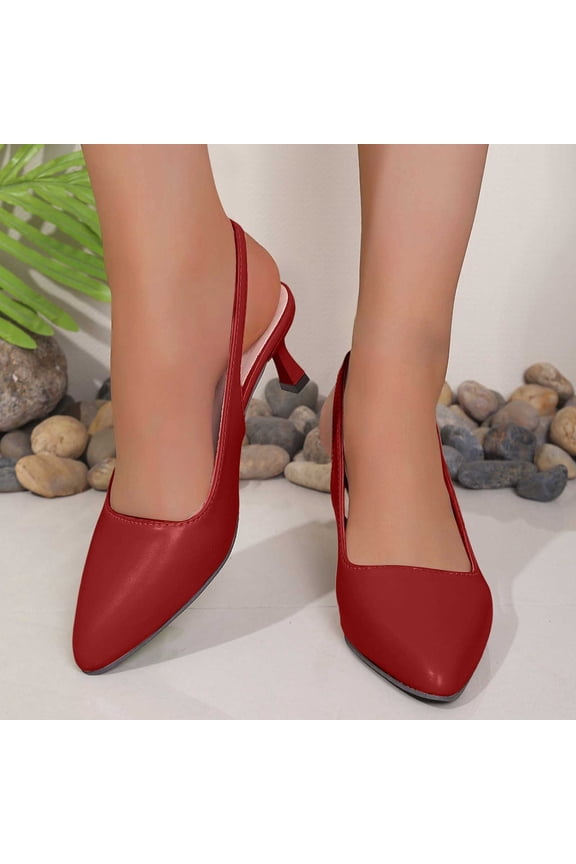 Women Buckle Pointed Lightweight Elegant Slim High Heels Sandals Fashion Casual Dress Shoes Red