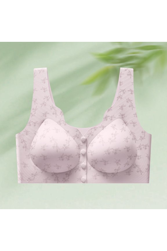 Women Mesh Stitching Wireless Lifting Support Bra Back Hook Closure Seamless Soft High Elastic Polyester Wide Straps Daily Lingerie Purple XL