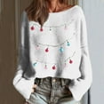 thumbnail image 1 of PiGOGI Women's Casual Crew Neck Christmas Sweatshirt Woven Striped Holiday Pullover Long Sleeve Winter Printed Loose Top White XL, 1 of 5