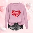 thumbnail image 1 of PiGOGI Women's Casual Long Sleeve Printed Loose T-Shirt - Plus Size Valentine's Day Top Pink S, 1 of 4