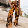 thumbnail image 1 of PiGOGI Women's Casual Loose Print Elastic Waist Pants with Pockets - High Waisted Straight Leg Trousers for Daily Wear Black XL, 1 of 5