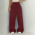 thumbnail image 1 of PiGOGI Women's Casual Wide Leg Pants - High Waisted Fashionable Trousers, Versatile Solid Color Long Pants for Daily Wear Red S, 1 of 6