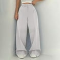 thumbnail image 1 of PiGOGI Women's Casual Wide Leg Pants - High Waisted Fashionable Trousers, Versatile Solid Color Long Pants for Daily Wear White XL, 1 of 5