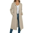 thumbnail image 1 of PiGOGI Women's Classic Longline Hooded Cardigan In Soft Fabric Featuring Side Pockets and An Open Front Khaki L, 1 of 5