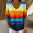 thumbnail image 1 of PiGOGI Women's Colorful Print V Neck Pullover Sweater Tops Casual Comfortable Long Sleeve Light Sweatshirt Multicolor XL, 1 of 4