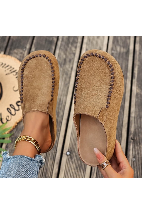 Women's Comfortable Flat Soft Sole Loafers Driving Shoe Style Metal Buckle Thick Sole Casual Spring Brown 40