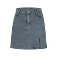thumbnail image 1 of PiGOGI Women's Cowboy Shorts High Waist Denim Skirt Shorts Casual Summer Hipster Bottoms with Pockets - Plus Size Available Blue XS, 1 of 3
