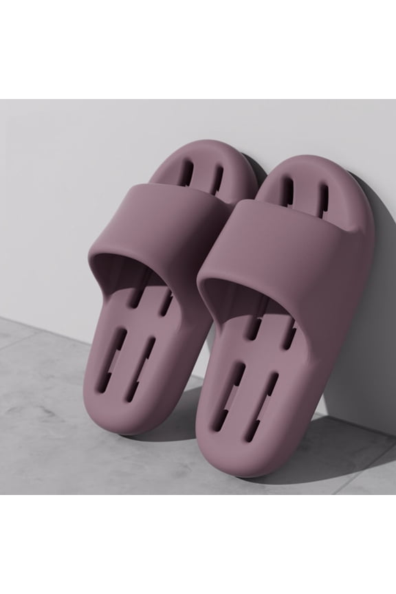 Women's EVA Bathroom Slippers Waterproof Non-Slip Quick Dry Perforated Shower Sandals for Home Indoor Outdoor Purple 5.5-6