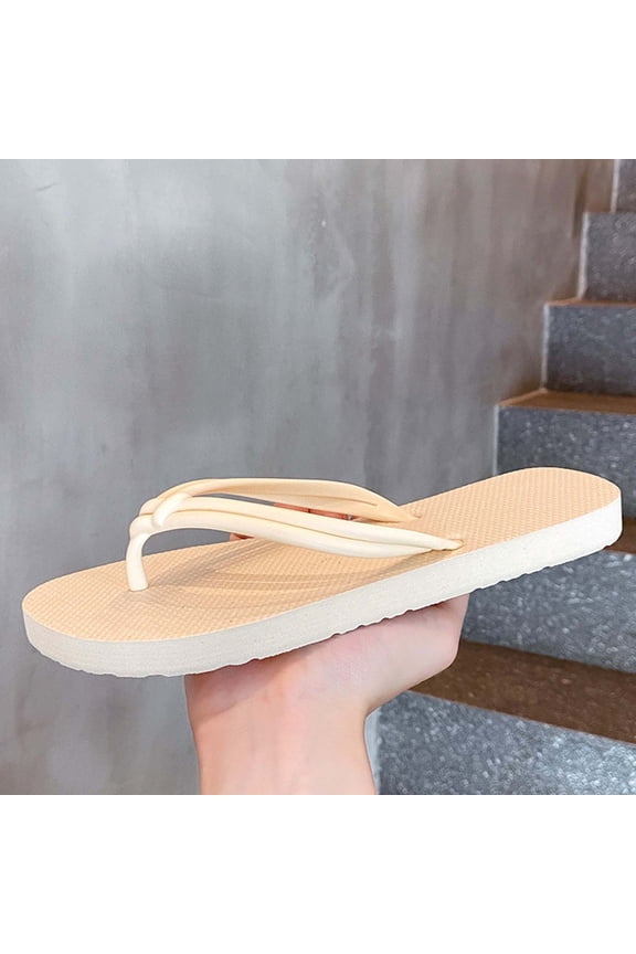 Women's EVA Flip Flops Textured Footbed Non-Slip Comfortable Beach Sandals Summer White 5.5