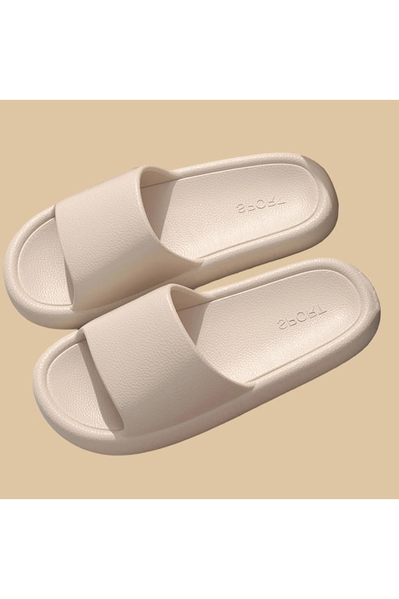 Women's EVA Slippers Thick Sole Non-Slip Indoor Outdoor Casual Mule Comfortable House Shoes for Home Bathroom Beige 5.5-6