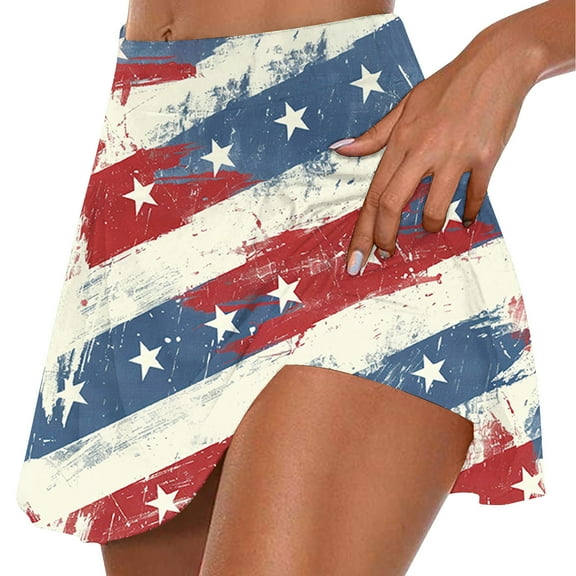 PiGOGI Women's Fake Two Piece Skirt Shorts - Pleated Tennis Yoga Skort with Built-in Shorts for Athletic Workout Running Multicolor XL