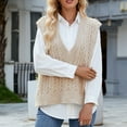 thumbnail image 1 of PiGOGI Women's Fashion Casual Slim V-Neck Sleeveless Waistcoat Knit Sweater Top Beige S, 1 of 6