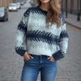 thumbnail image 1 of PiGOGI Women's Fashion Fall Winter Knit Loose Long Sleeve Round Neck Pullover Sweater Blue S, 1 of 6