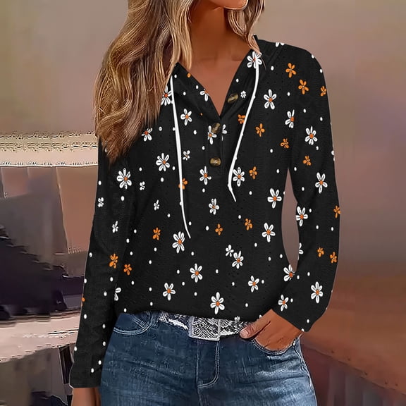 PiGOGI Women's Fashion Hooded T-Shirt Short Sleeve Casual Round Neck Thin Comfortable Streetwear Black L