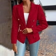 thumbnail image 1 of PiGOGI Women's Fashion Solid Color Long Sleeve Button Up Suit Jacket Casual office Blazer for Work Business Professional Red M, 1 of 7
