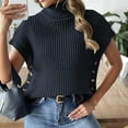 thumbnail image 1 of PiGOGI Women's High Neck Pullover Sweater Button Detail Turtle Neck Long Sleeve Knit Top Navy, 1 of 6