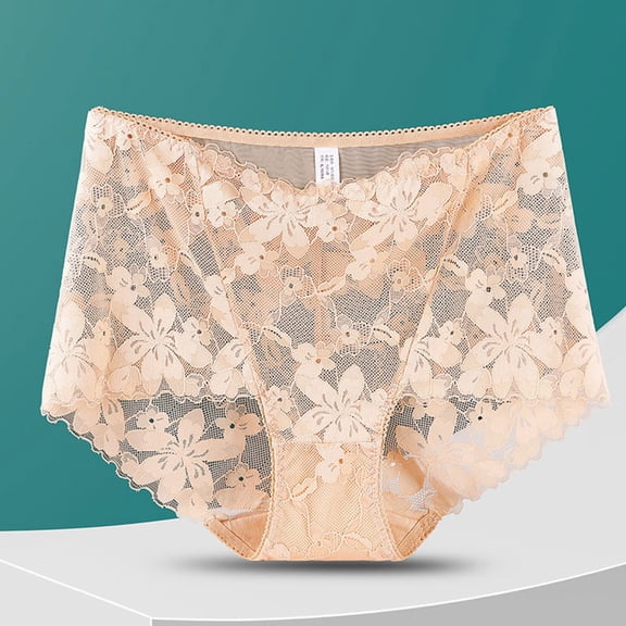 PiGOGI Women's High Waist Seamless Underwear - Breathable Cotton Panties - L to 2XL Comfortable Briefs Beige